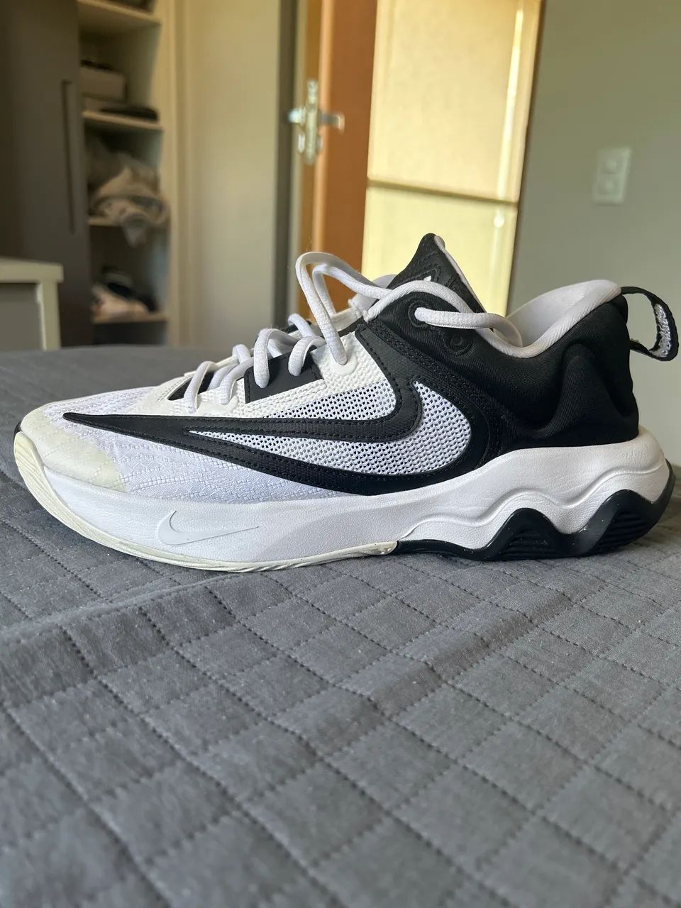 Nike Tênis de basquete masculino, branco, preto, 40