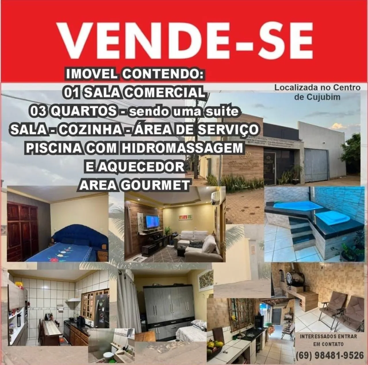 Imóvel comercial com casa no centro de Cujubim/RO