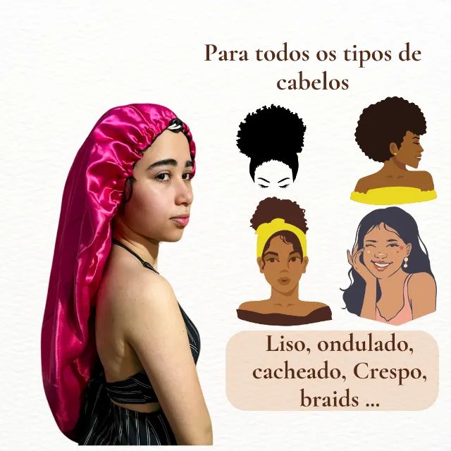 Touca de cetim longa dupla face 