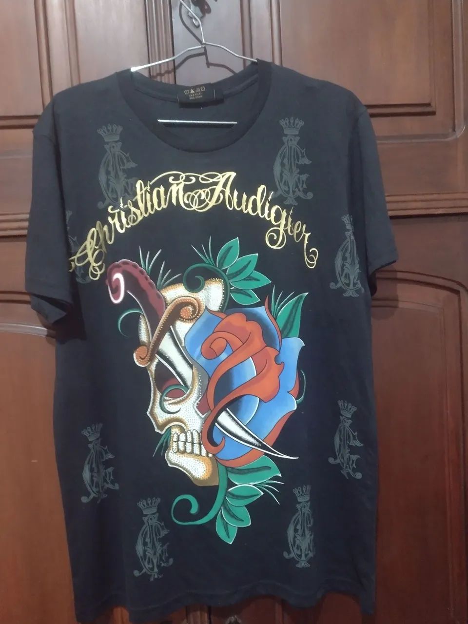 Camiseta Christian Audigier Skull Rose