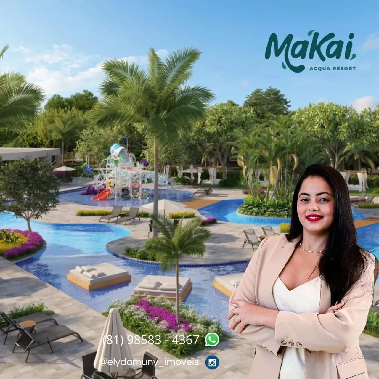 Flats Studios na Praia de Muro Alto | Lazer estilo Parque Aquático | Mákai Acqua Resort