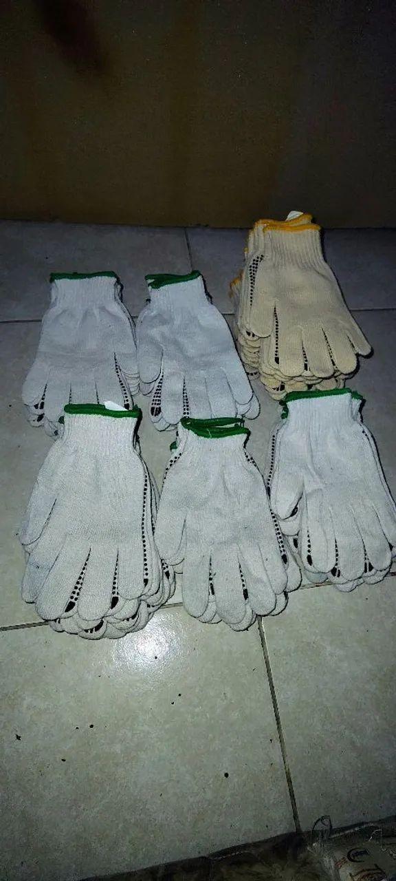 Luva Tricotada Pigmentada Elastobor Branca T9 Punho Verde