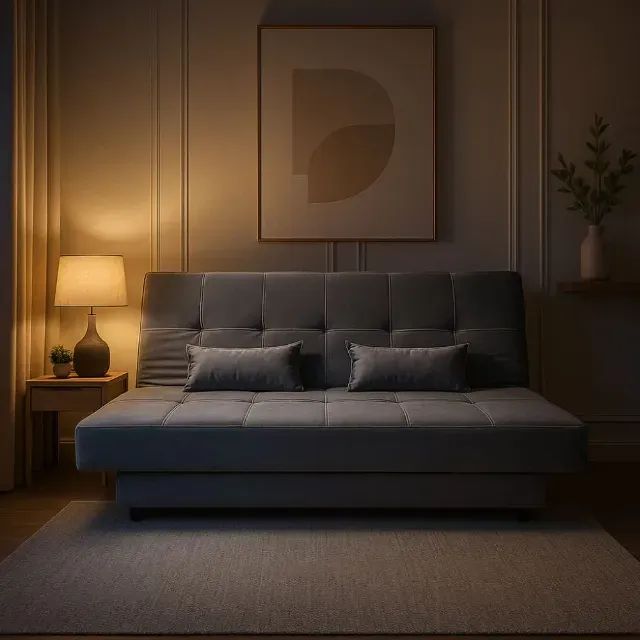 Sofa cama max D28 em Veludo cinza 