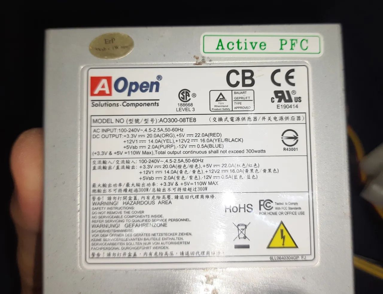 Fonte atx , pfc ativo AOPEN.  300watts. Automatica.  - Foto 3