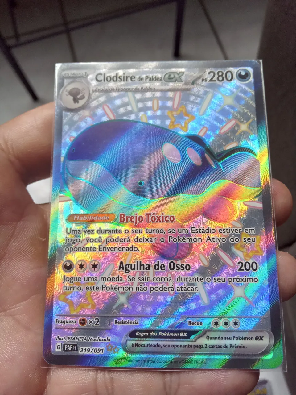 Carta Pokémon tcg Clodsire de Paldea Shiny EX 219/091
