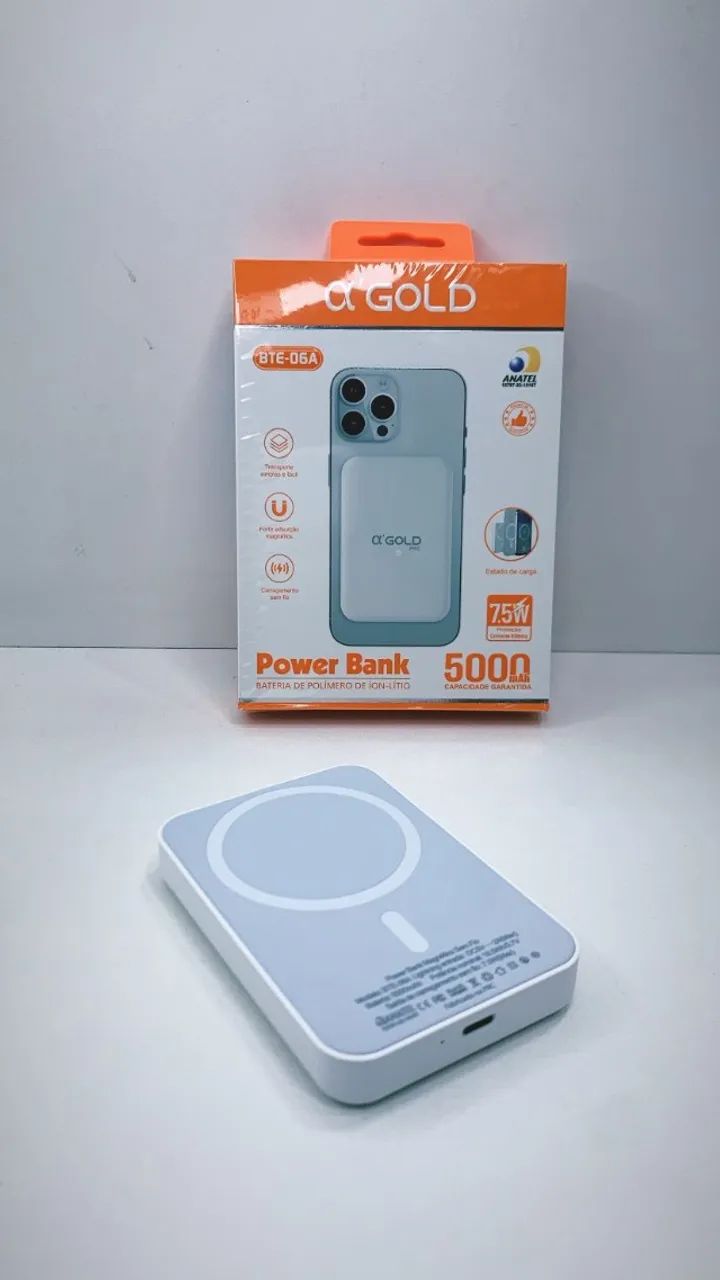 Magsafe, carregador portátil p/ Iphone, pawer bank por indução 5000 mAh e 10000 mAh, produ