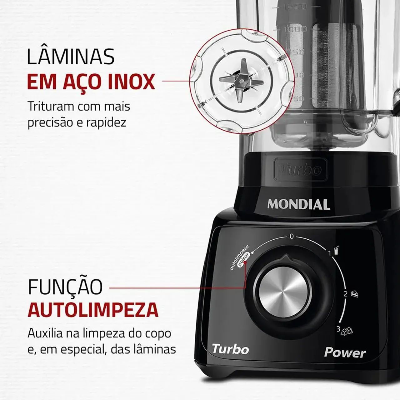 Liquidificador Mondial Turbo Power - Lâminas em Aço Inox