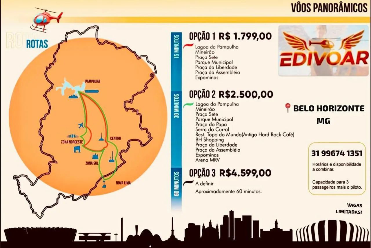 Voos panorâmicos de helicóptero informações no watzap  - Foto 2