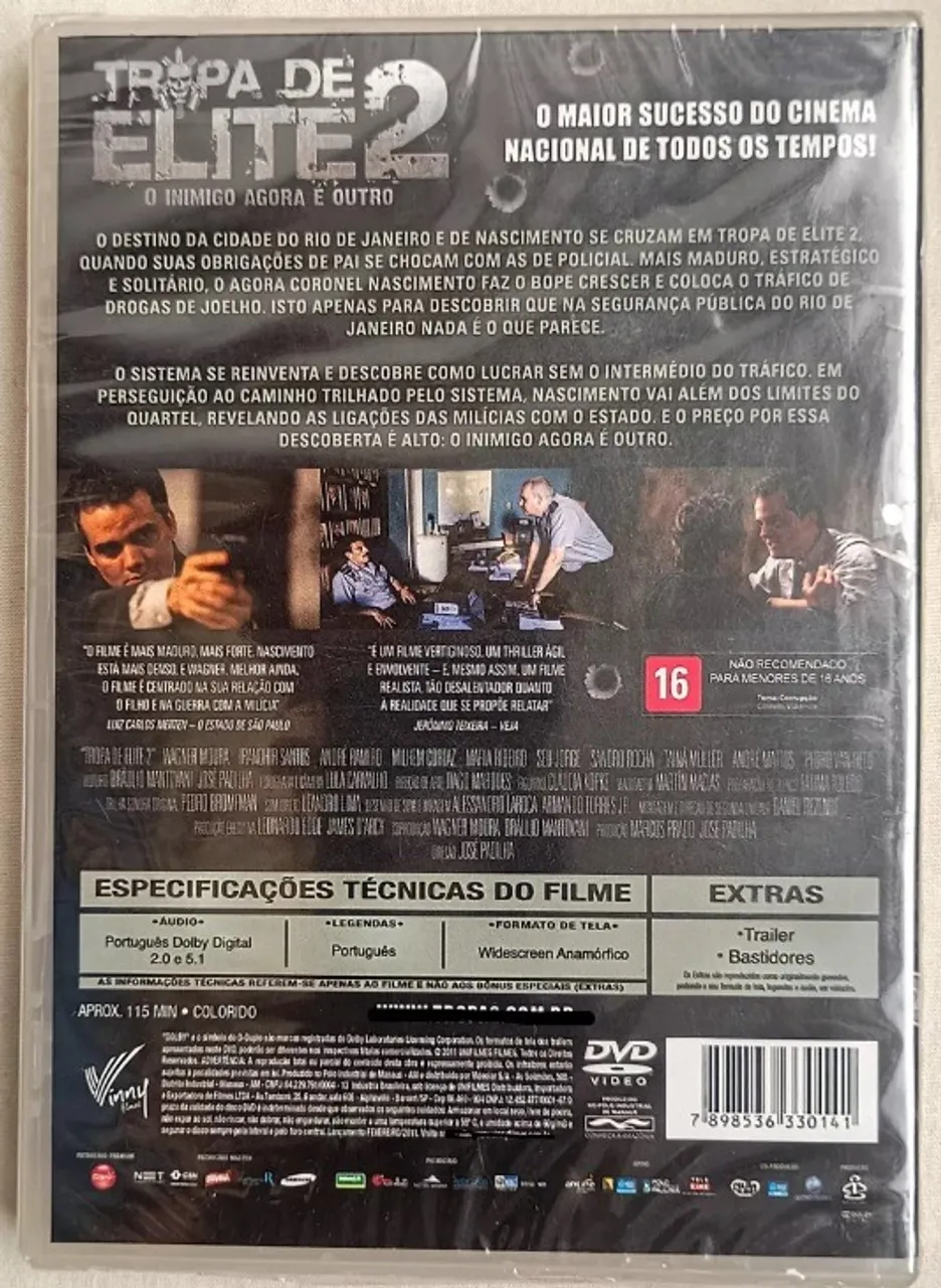 Dvd - Tropa de Elite2 - O Inimigo Agora é Outro - Novo-Lacrado