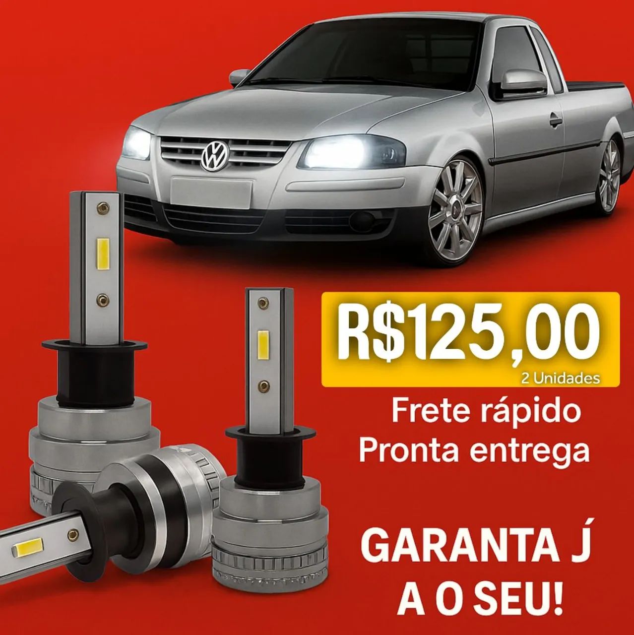 Lâmpada LED H3 Farol de Milha Gol Fox Saveiro G4 - Super Branca - R$125,00
