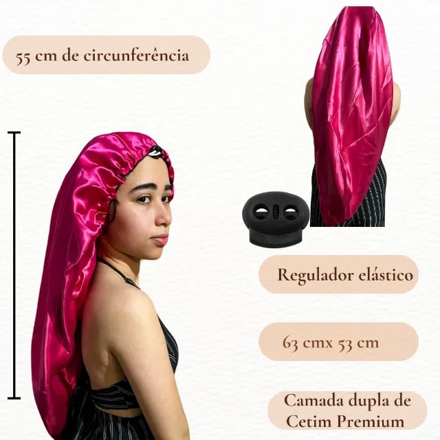 Touca de cetim longa dupla face  - Foto 2