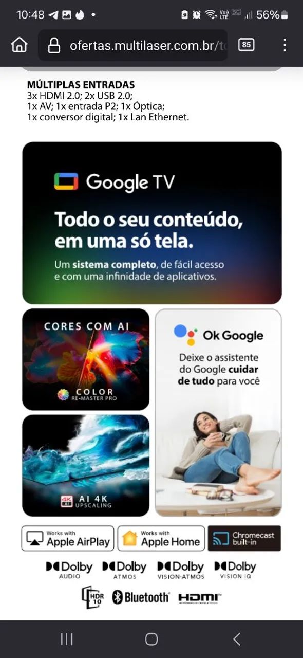 Smart TV QLED 55" 4K Toshiba 55C450NS - Foto 5
