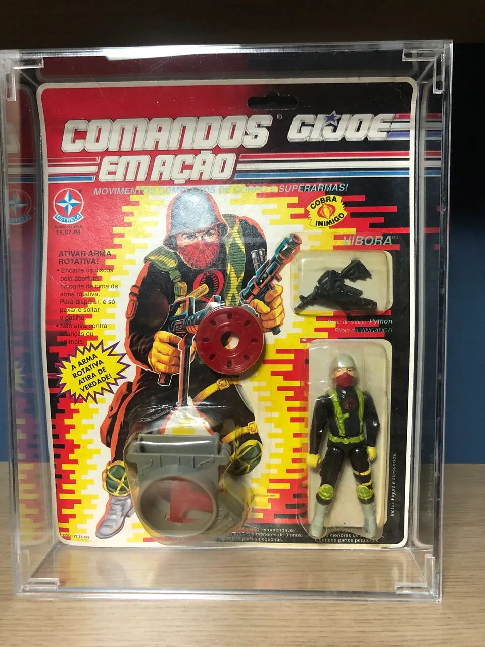 Boneco Comandos em Ação Estrela Víbora, lacrado e com case de acrílico 