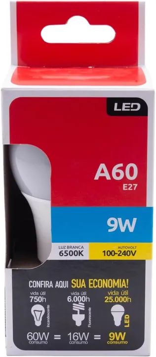 Lâmpada LED Bulbo A60 9W Luz Branca E27 Autovolt - G-light - Foto 2