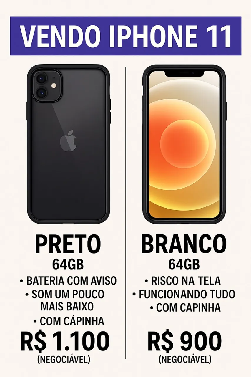 iPhone 11 64gb - Preto e Branco