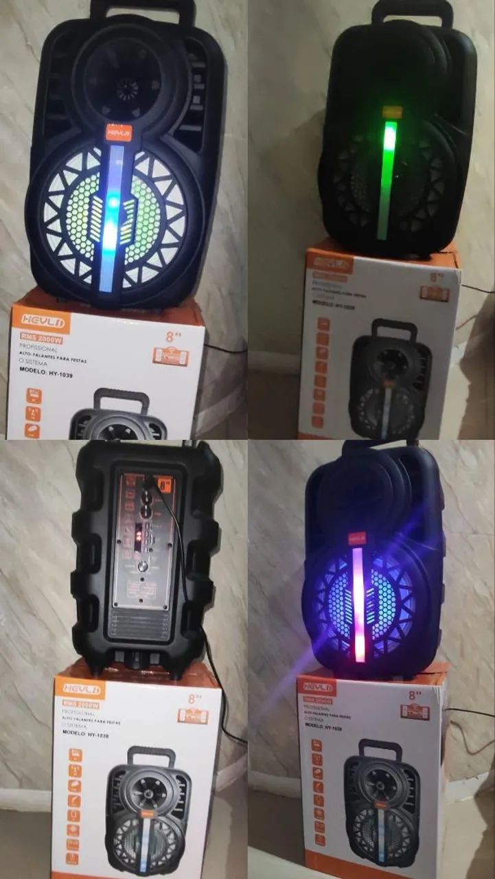 Caixa de Som Bluetooth 8 Polegadas com Luzes RGB - Potente e Qualidade