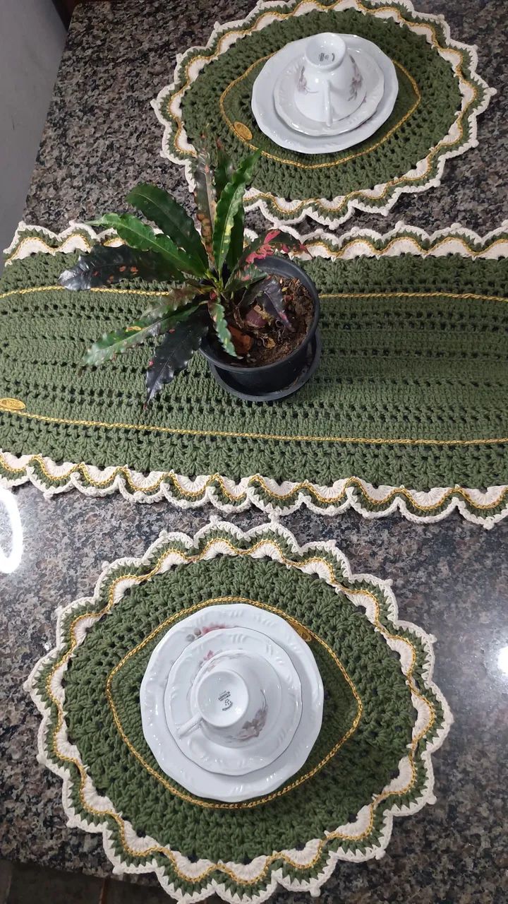 Conjunto de souplats de crochê 7 peças 