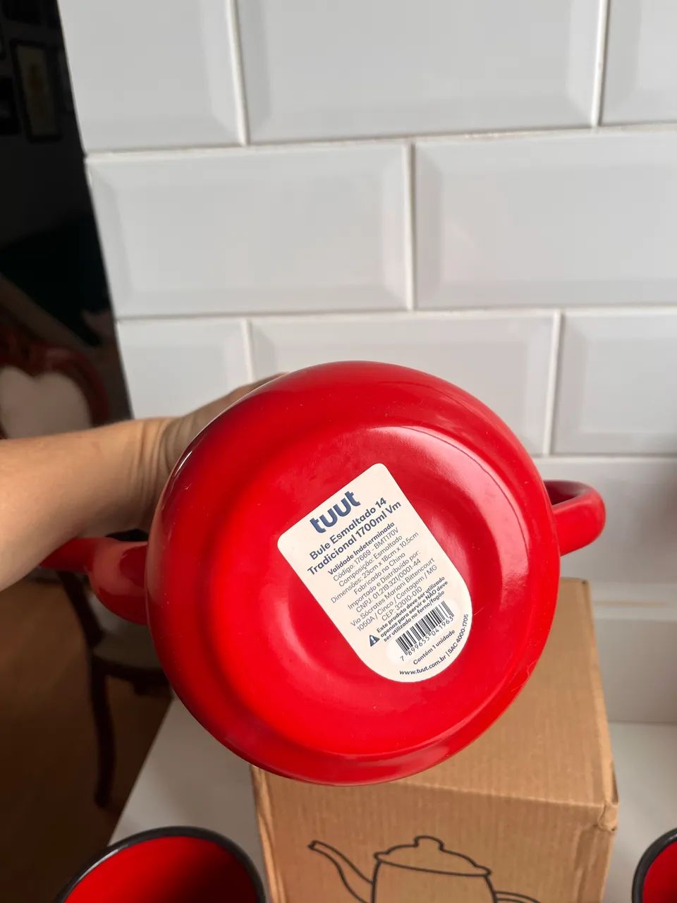 Bule vermelho com 4 canecas  - Foto 4