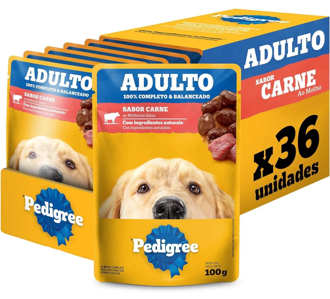 Ração Pedigree Adulto Carne ao Molho 36un