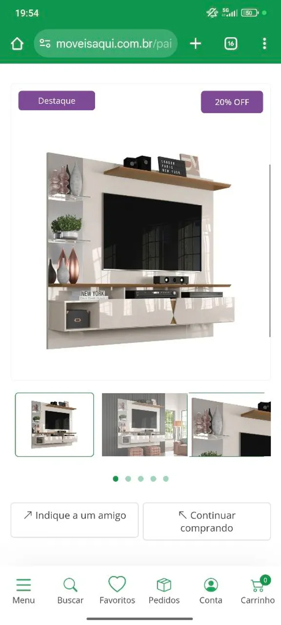 Painel para TV Moderno com Prateleiras e Nichos