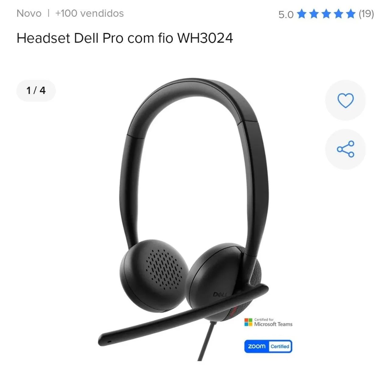 Headset Dell Pro com fio WH3024 *LACRADO* - Foto 2