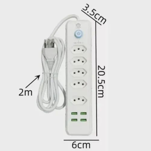 Filtro De Linha Régua 5 Tomadas 4 Usb Cabo 2m - Foto 3