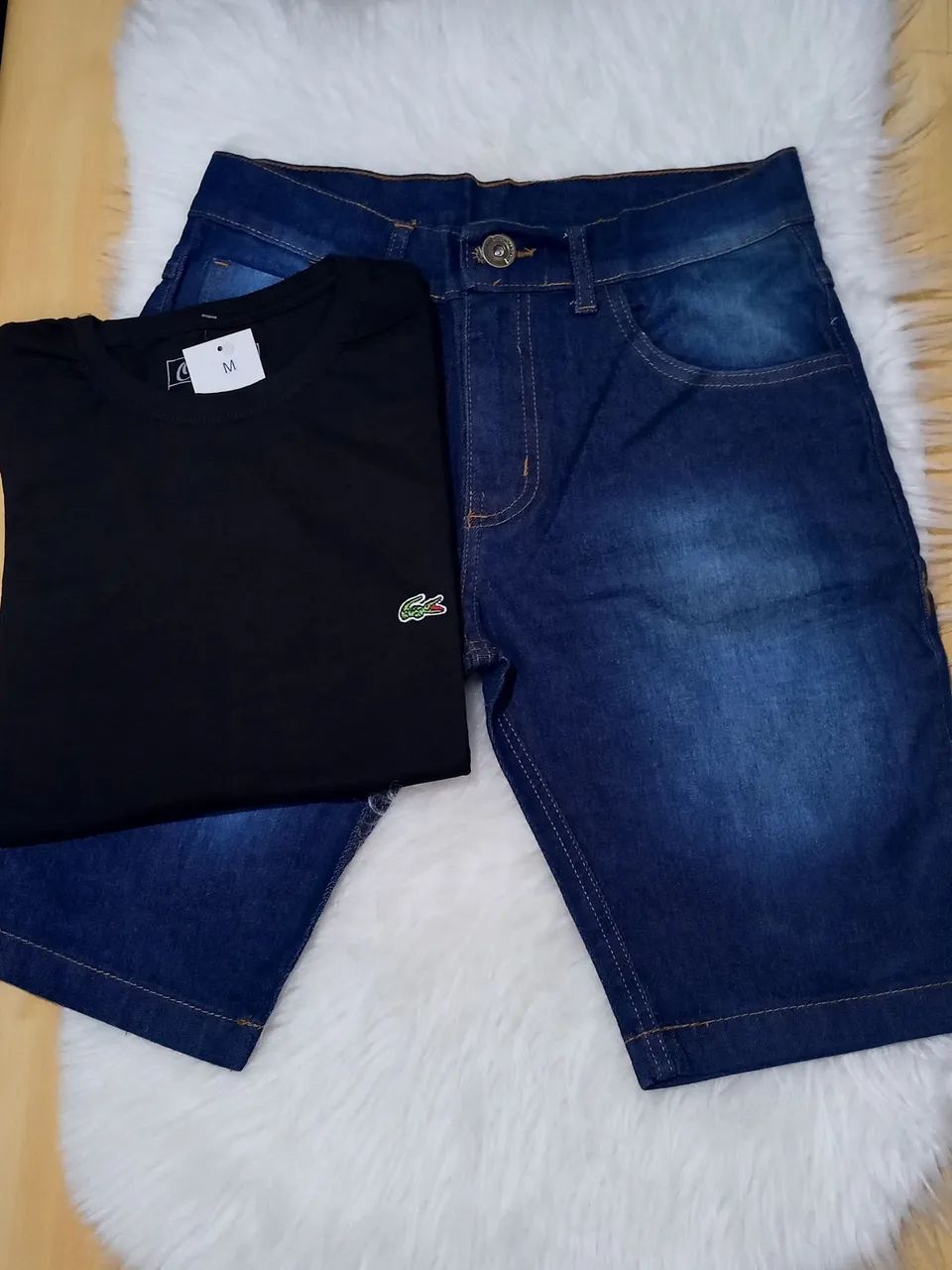 Bermuda Jeans + Camisa Algodão 30.1 - Foto 3