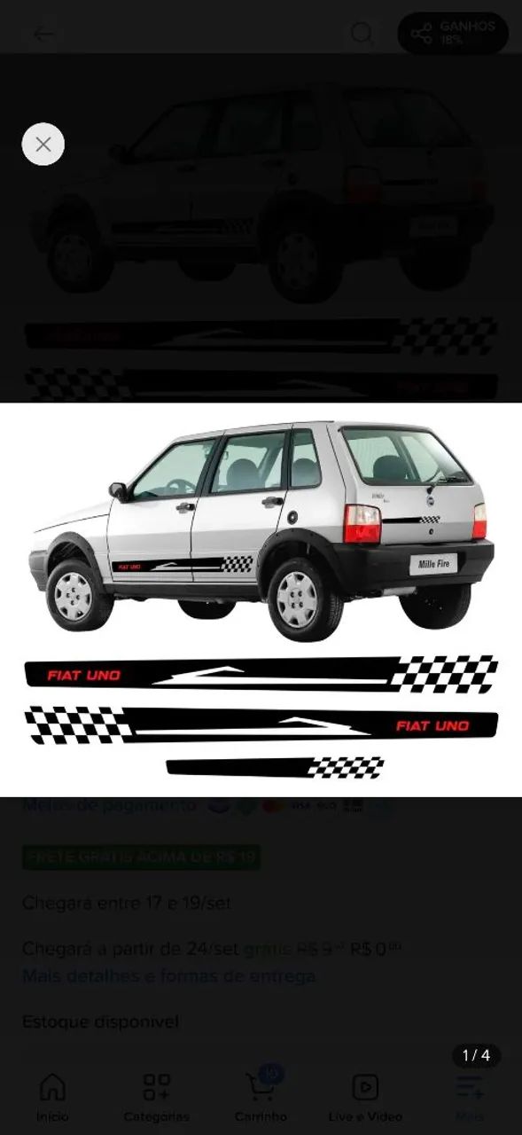 Adesivo Fiat Uno 