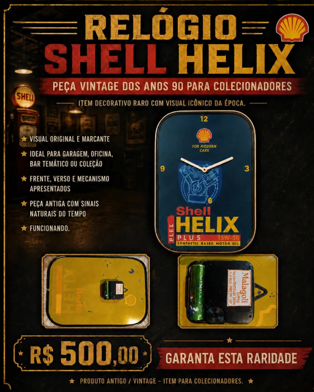 RELOGIO SHELL ANTIGO ORGINAL FUNCIONANDO - Foto 2