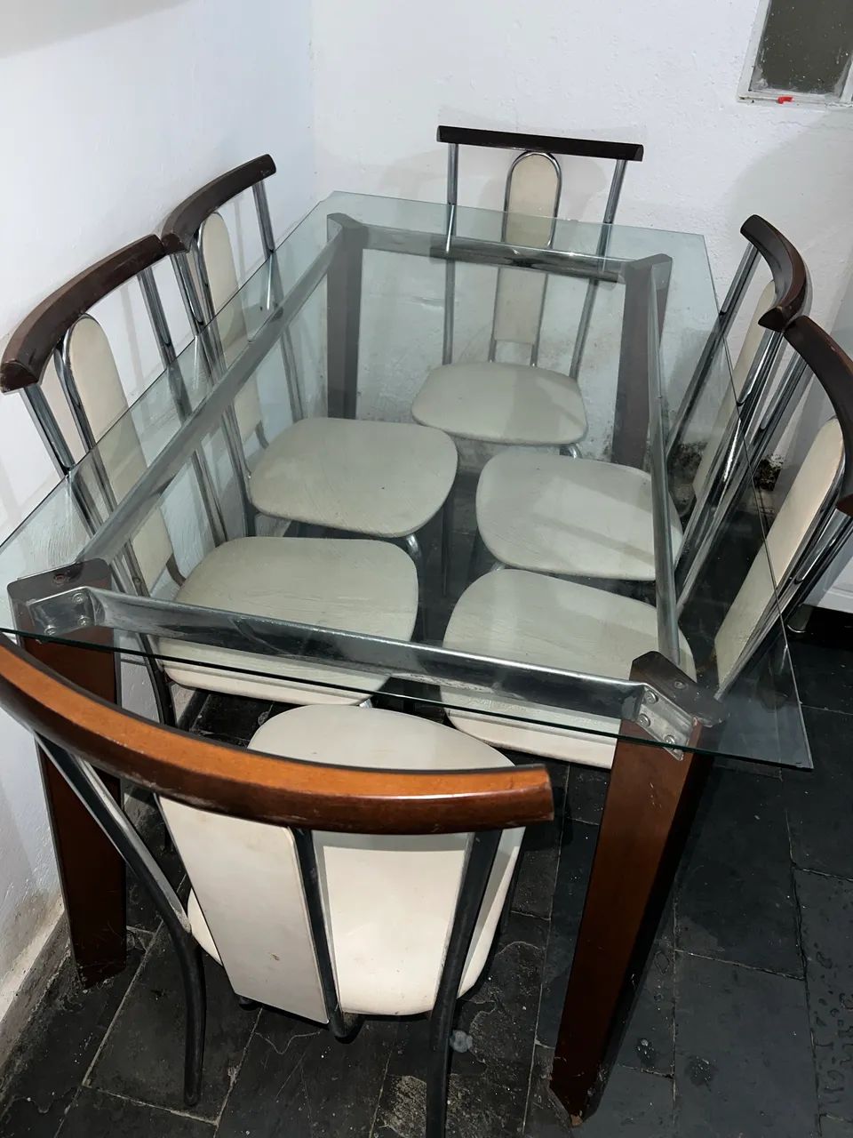 Glass Dining Table Set with 6 Chairs64962681605634121
