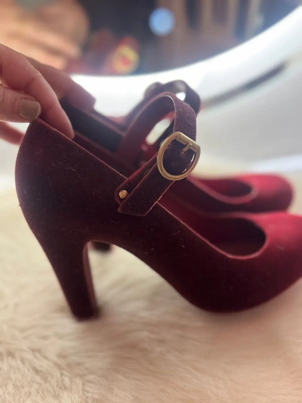 Melissa de salto, flocada de vermelho bordô. - Foto 2