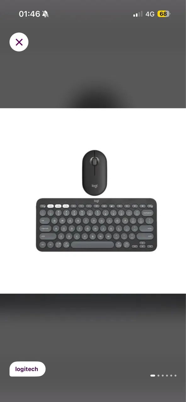 Kit mouse e teclado pebble logi grafite