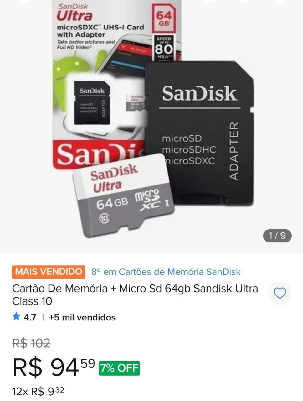 Cartão de memória ORIGINAL 128Gb  - Foto 3