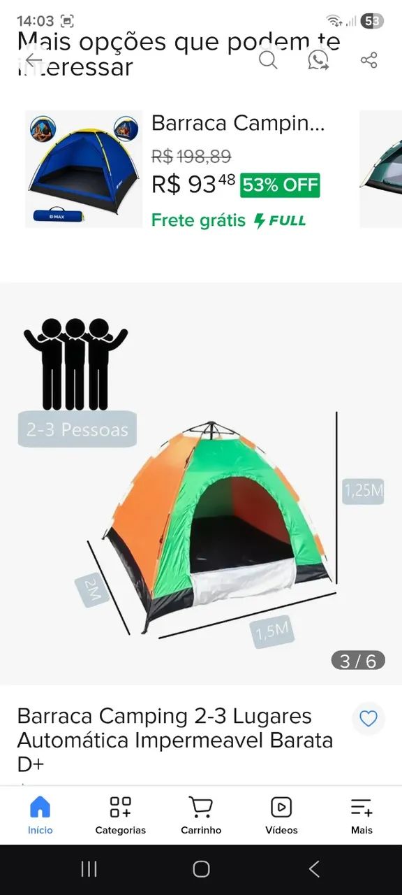 Barraca de camping para 2 pessoas semi automática - Foto 4