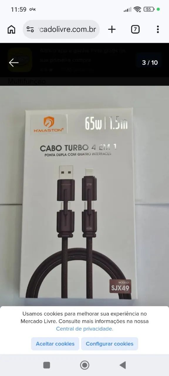 CABO  HMASTON 4x1. IOS-USB-TIPO C