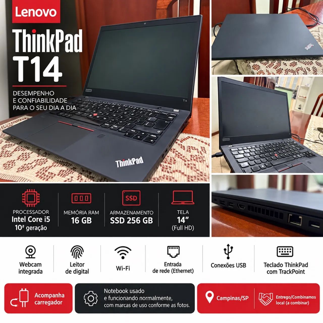 Notebook Thinkpad - T14 Lenovo seminovo 