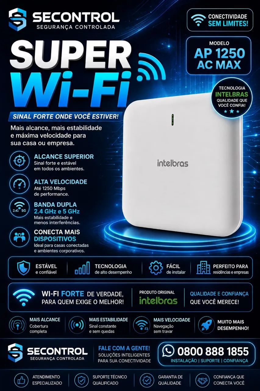 Roteador com super Wi-Fi,  instalado e configurado 