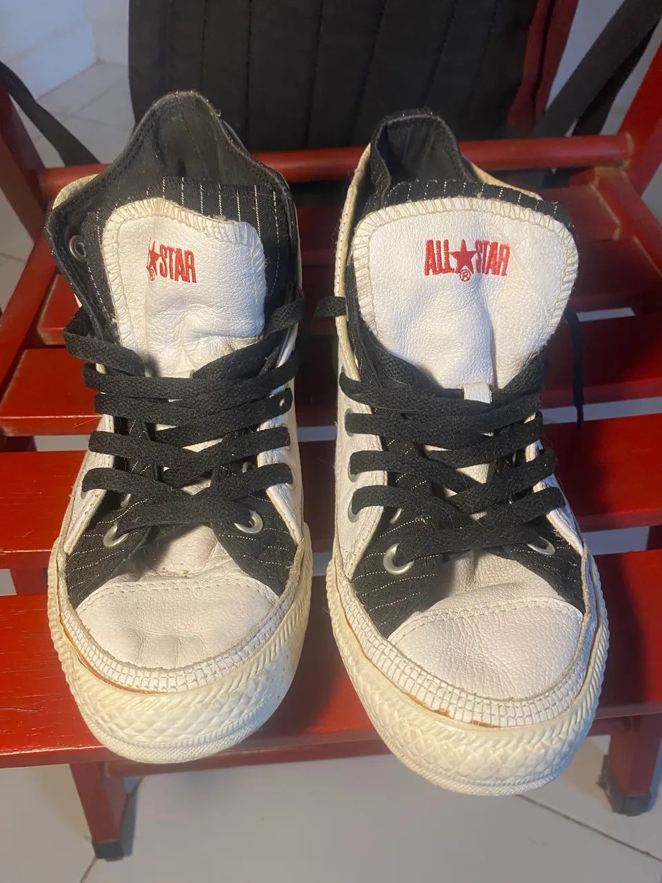 All star retrô de couro com tecido  - Foto 3