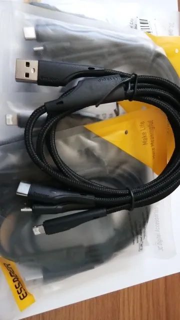 Cabo Carregador 3 em 1 Universal - Tipo-C, Micro USB (V8) e Lightning (iPhone) - Foto 4