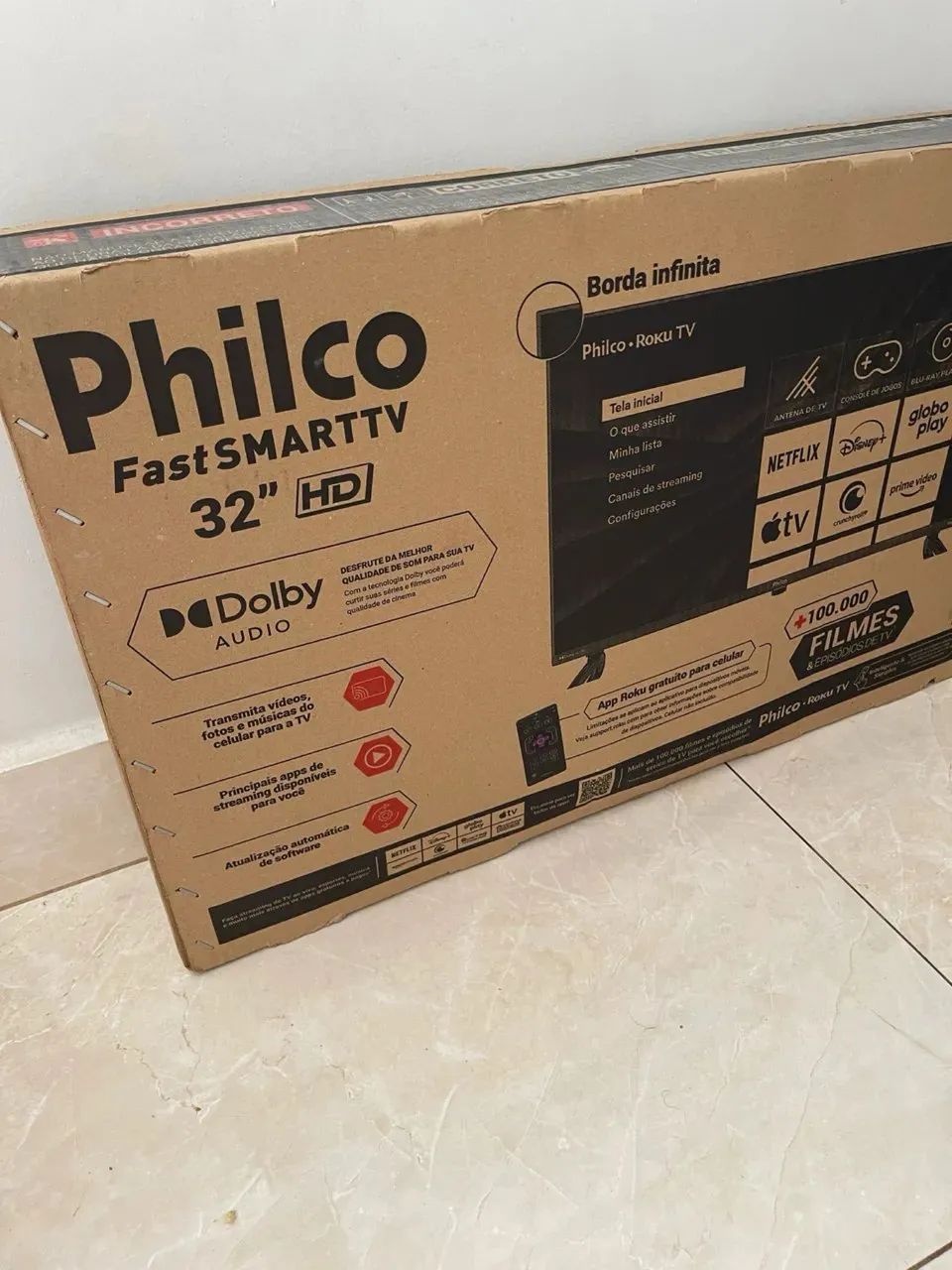 Smart TV LED 32" Philco PTV32K34RKGB Roku TV, Dolby Audio e Processador Quad-Core,