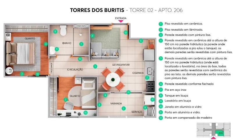 NC - Apartamento de 2 quartos com varanda LANÇAMENTO! - Foto 5