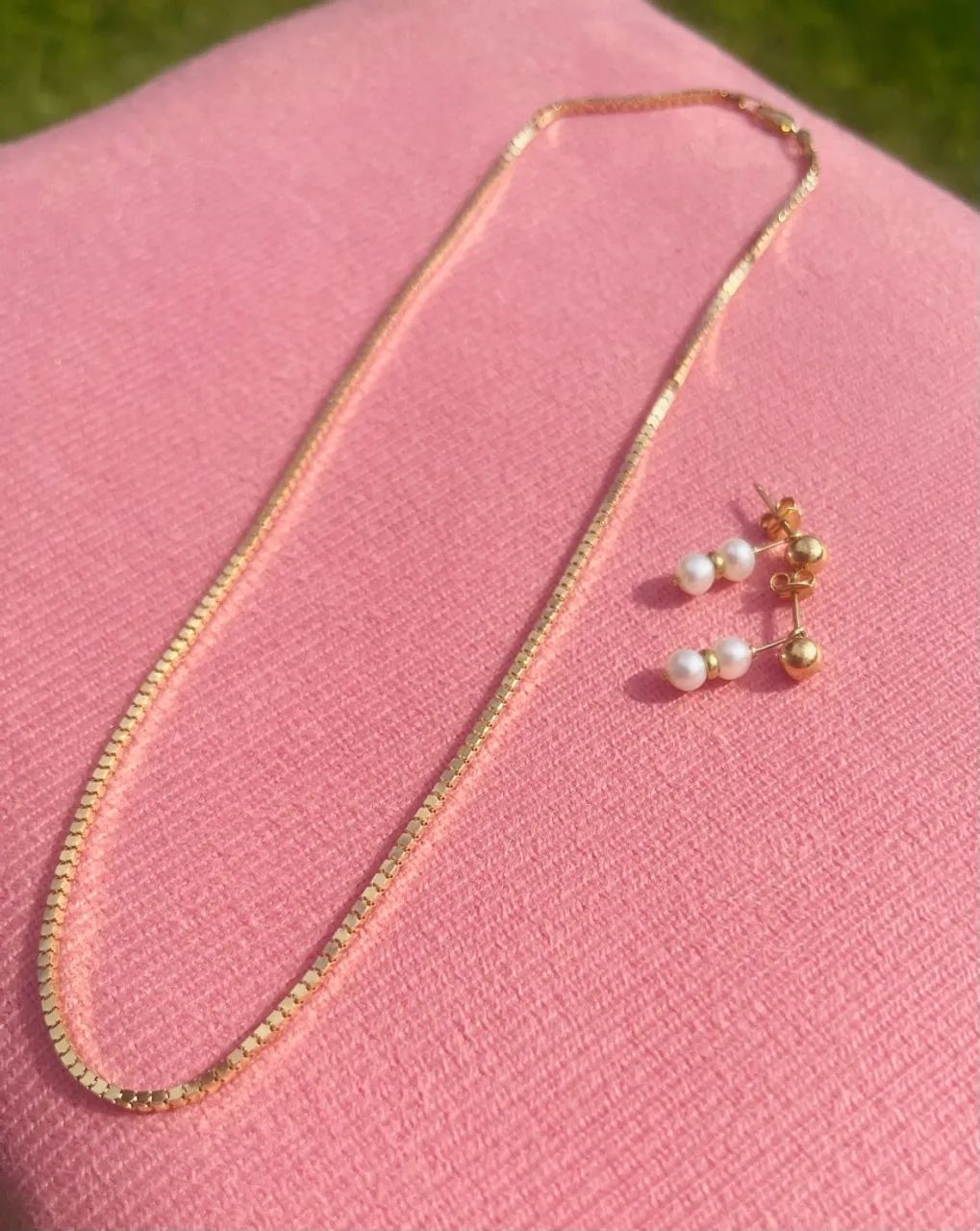 Corrente 40cm e Brinco ouro 18k - Foto 2