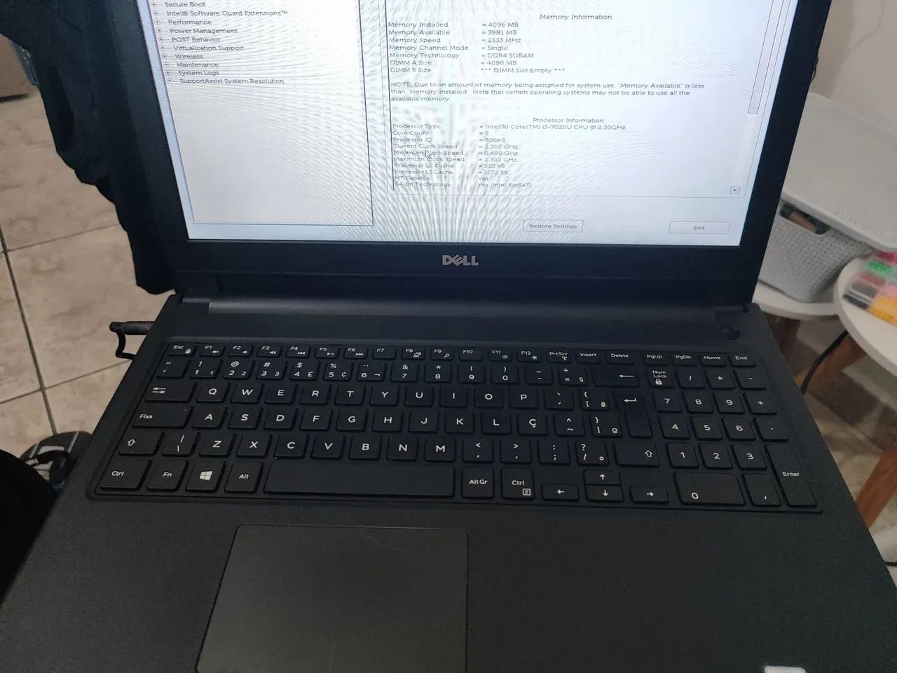 Vendo notebook Dell Inspiron 15 i3 sem HD/SSD e sem bateria porém ligando normalmente  - Foto 2