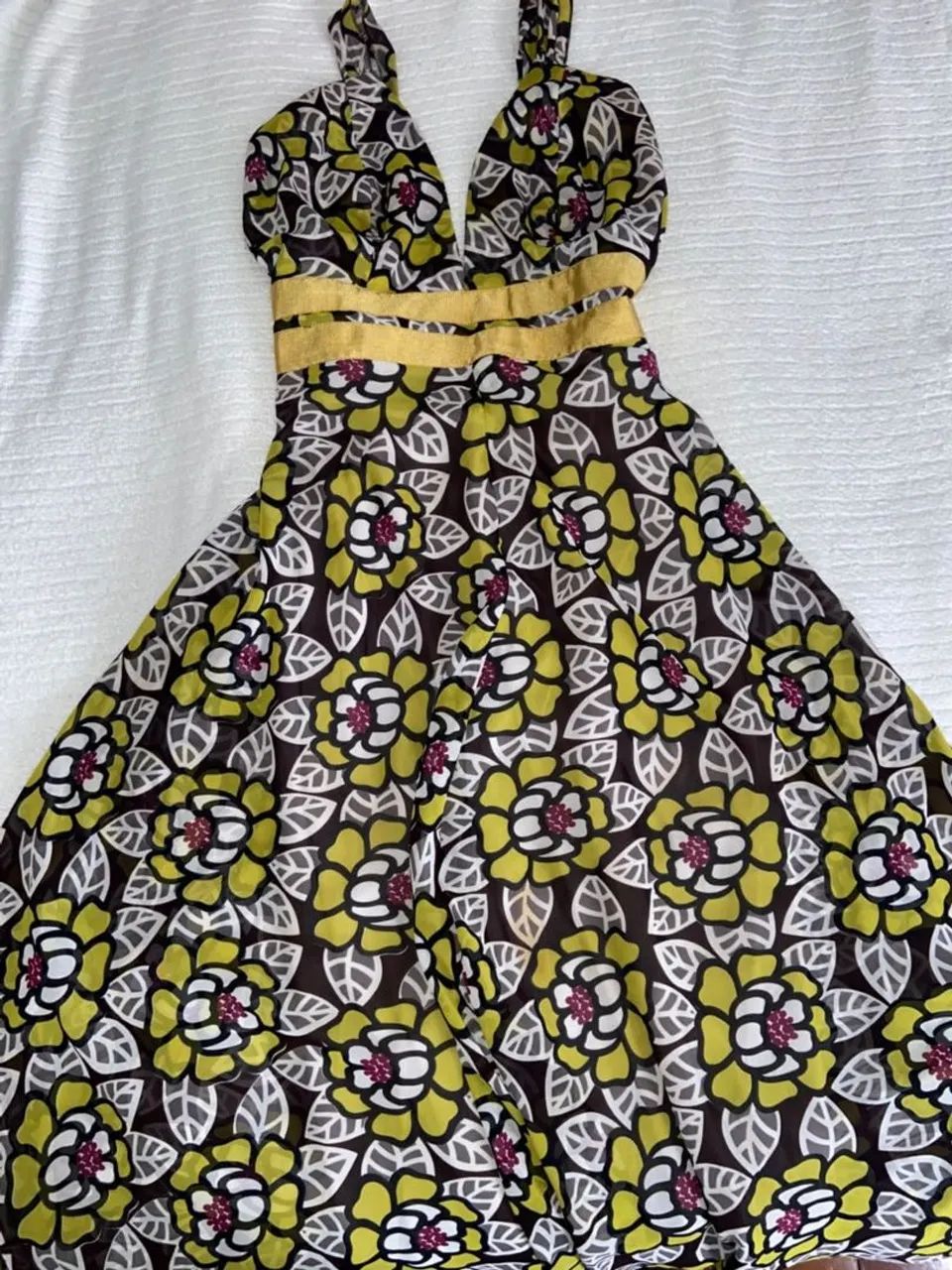 VESTIDO VINTAGE LINDO AMARELO - Foto 2
