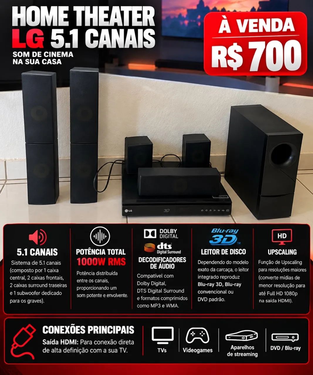 Hometheater com Blueray 