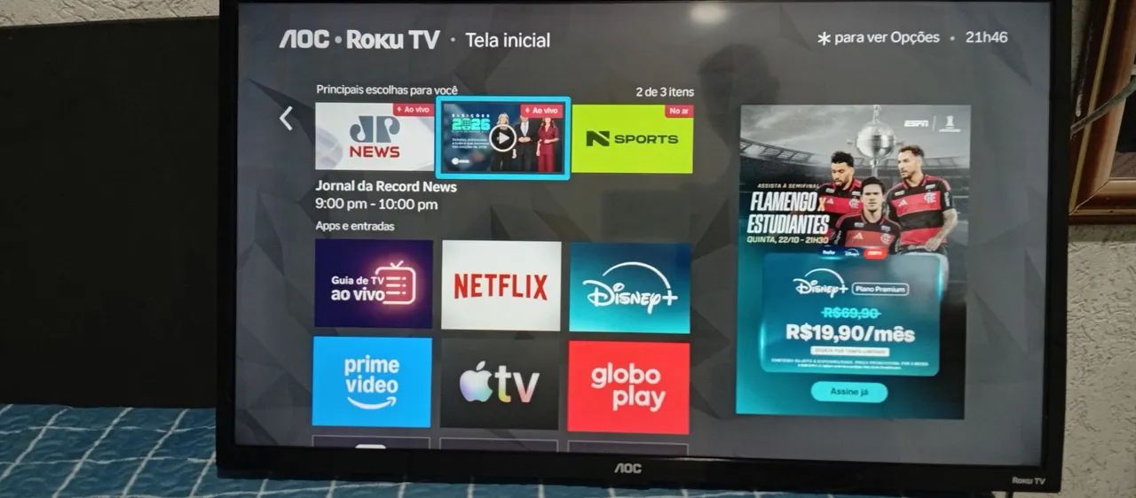 Smartv AOC 32 polegadas 3hdmi wi-fi USB imagem prefeita sem pé sem controle 