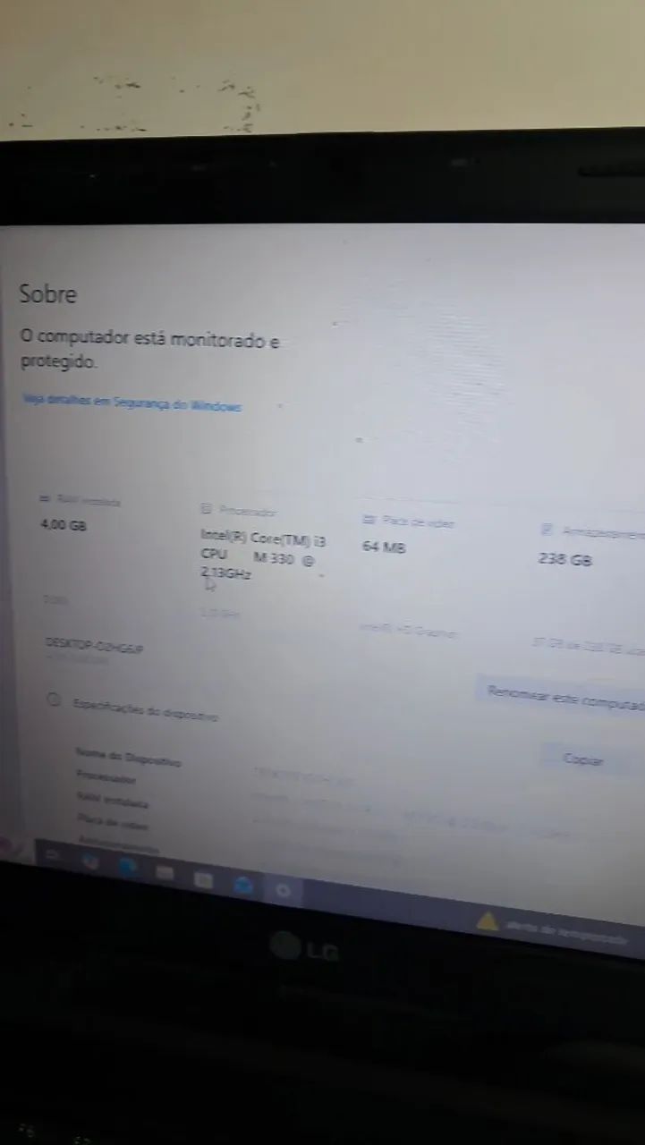 Notebook LG 128/4 +SSD 256 + PERIFÉRICOS.