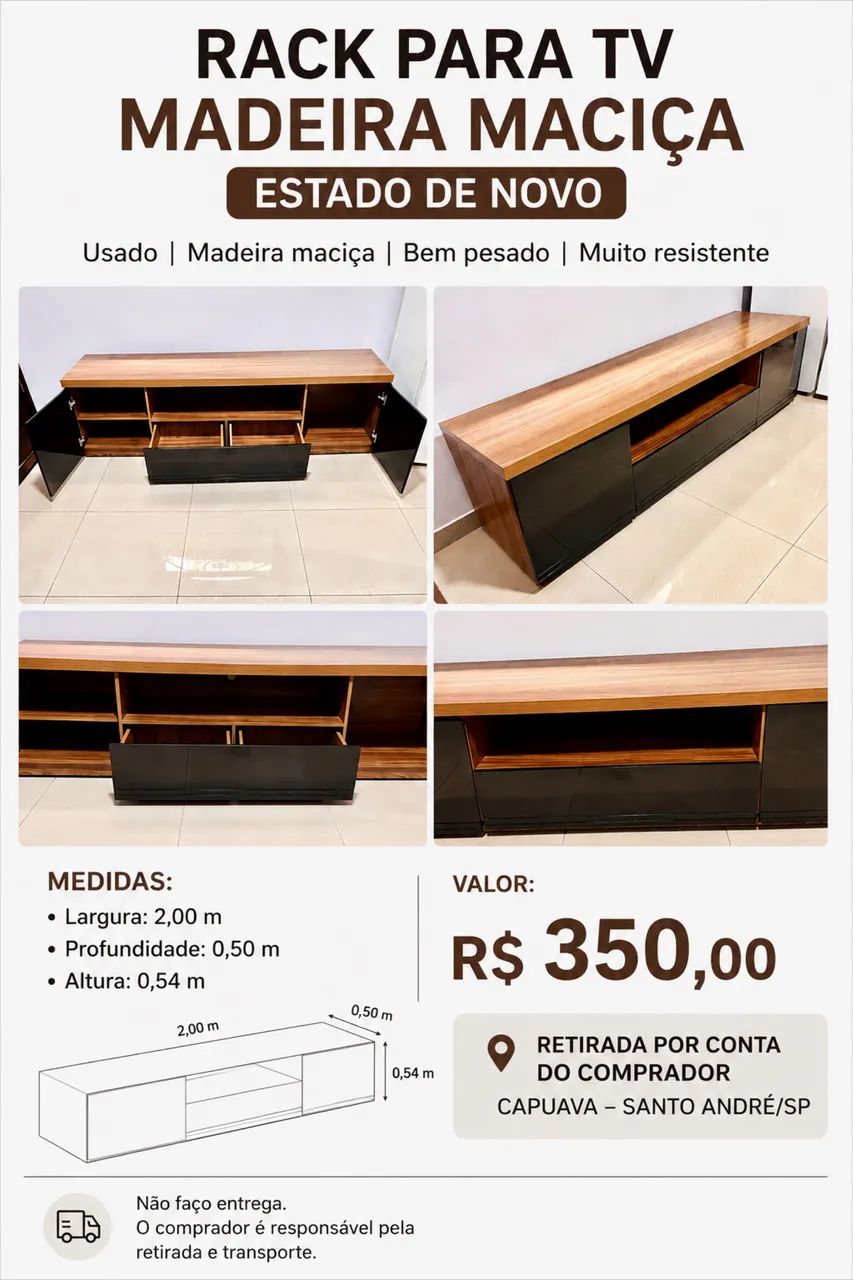 Rack em Madeira Maciça 