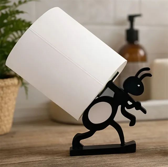 Kit Duas Formigas Suporte Papel Higiênico Ou Papel Toalha - Foto 4