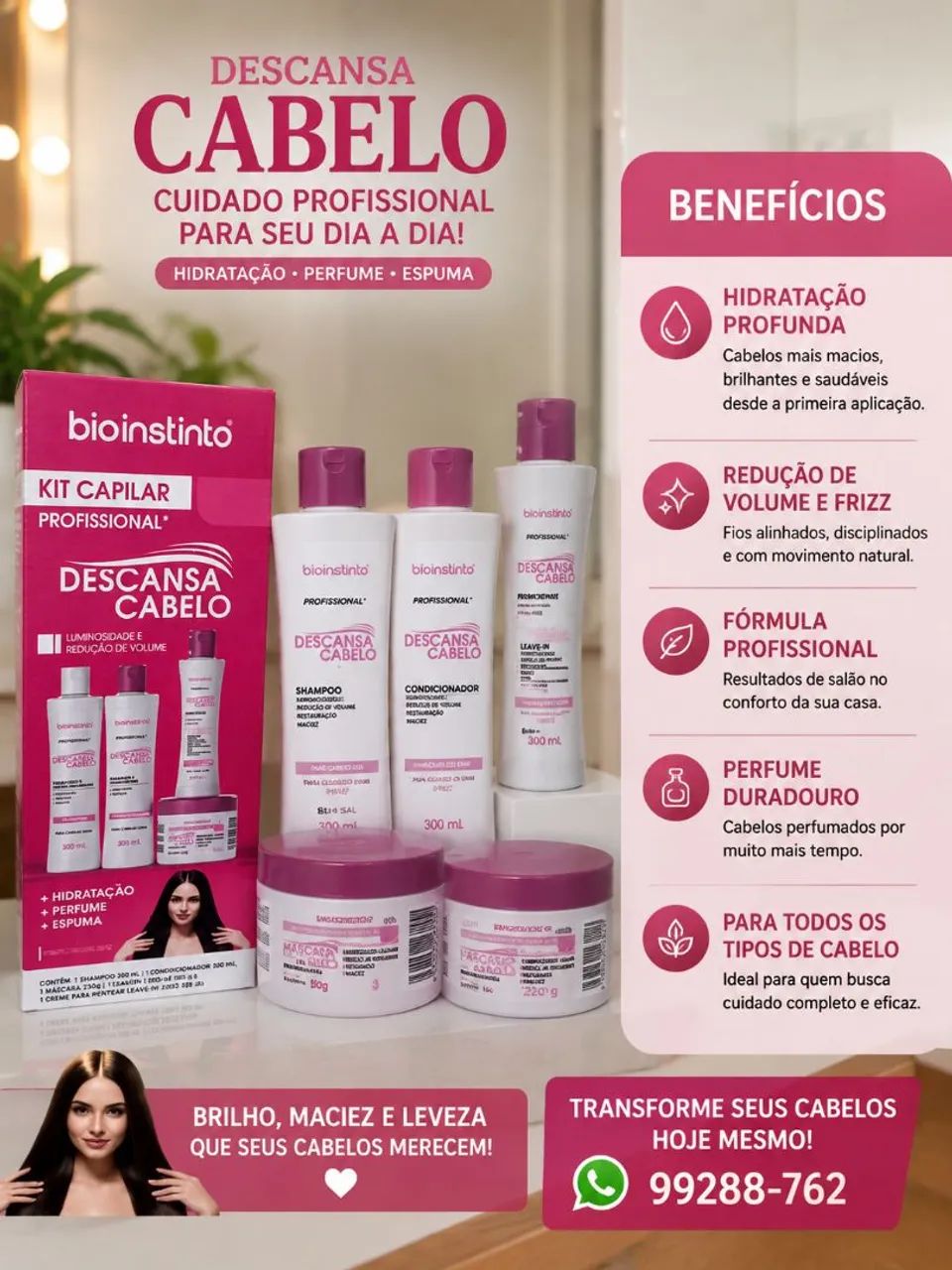 Kit de shampoo 4 em 1 da bio instinto 